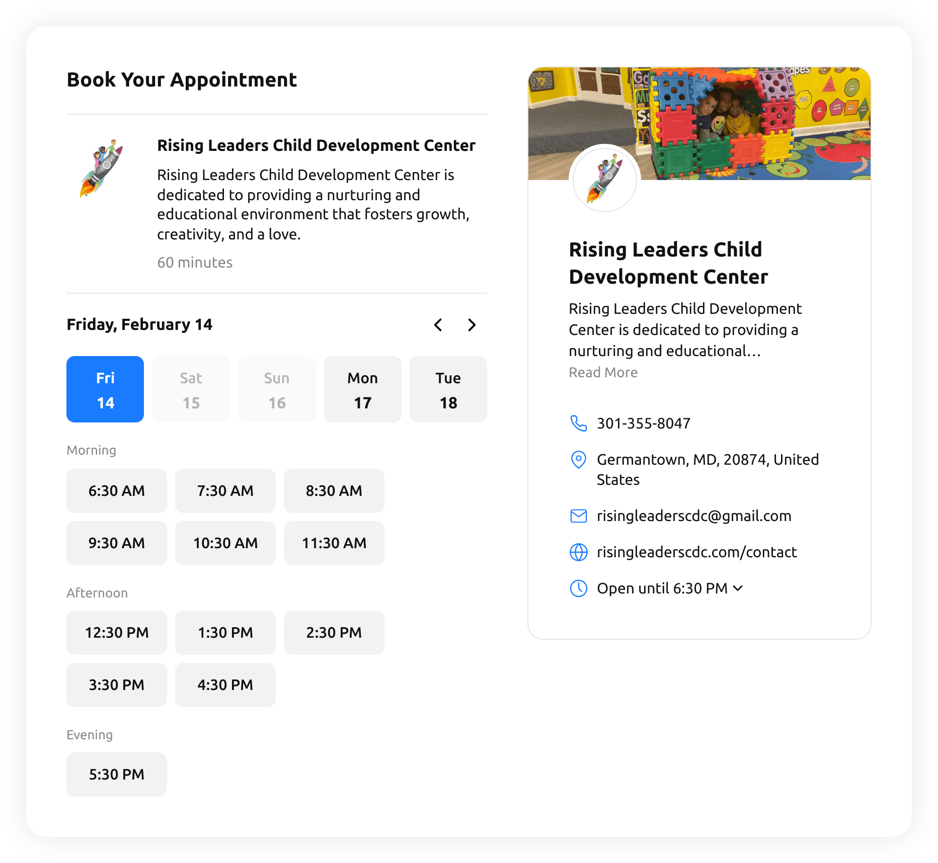 Rising Leaders Child Development Center-Schedule Tour