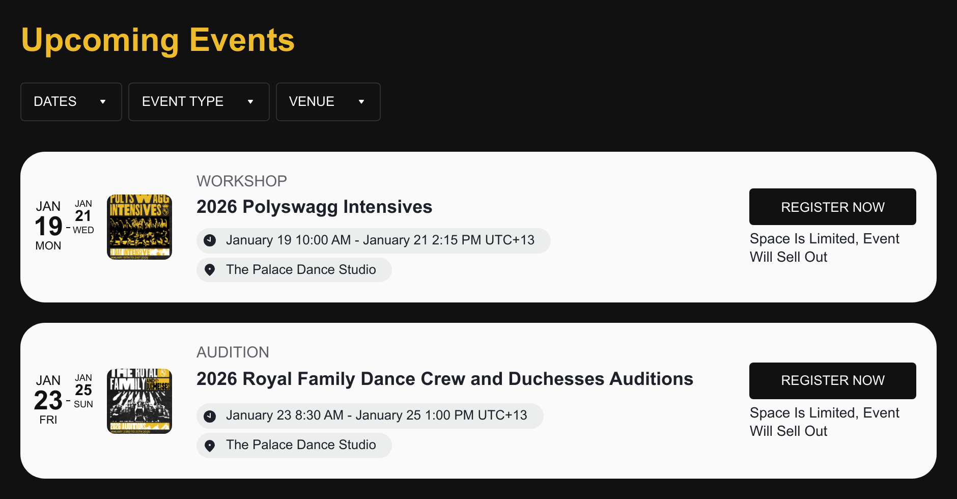 Intensives and Auditions in New Zealand